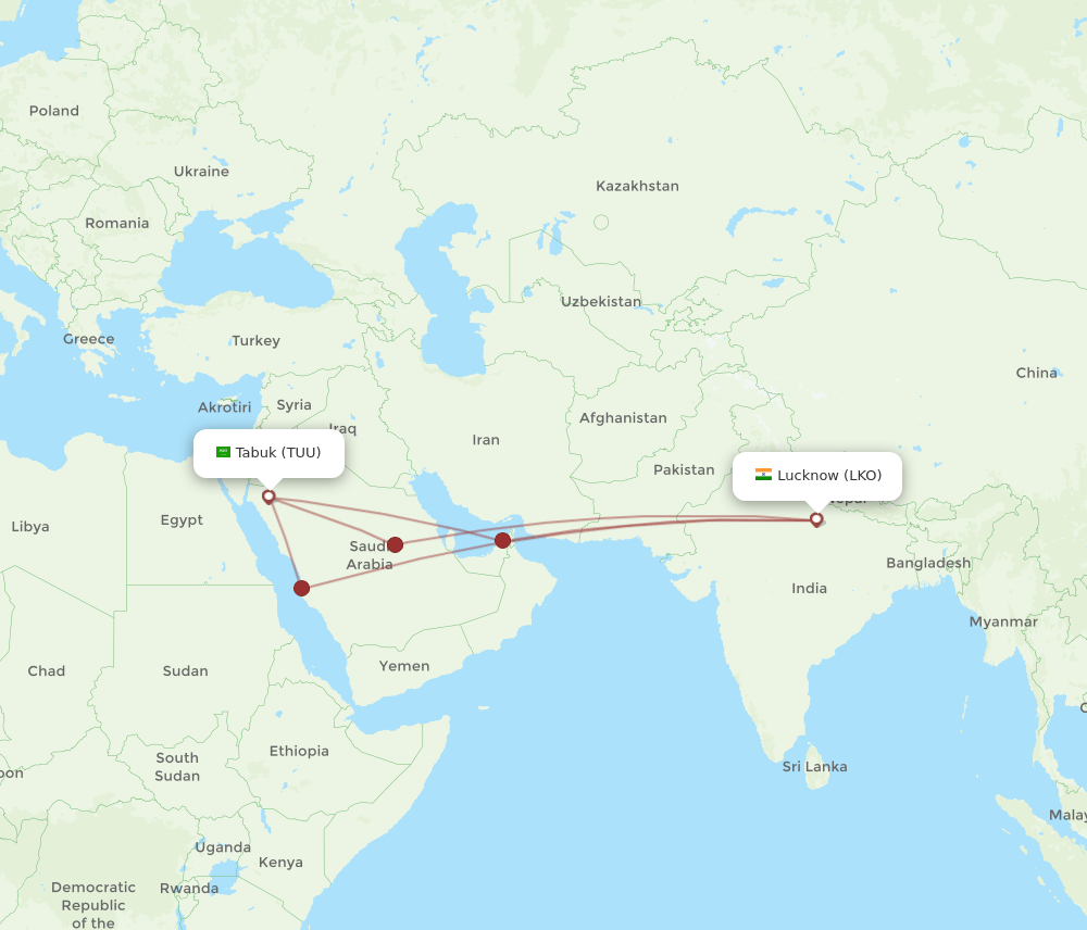 LKO-TUU flight routes