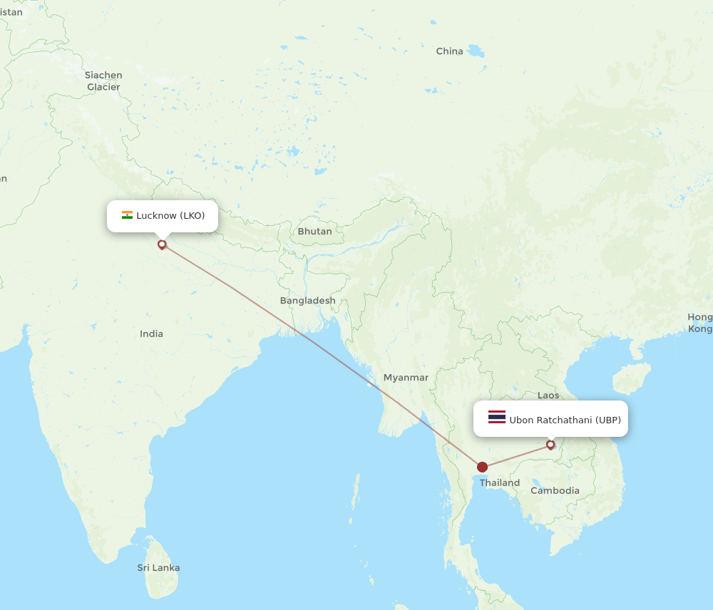 LKO-UBP flight routes
