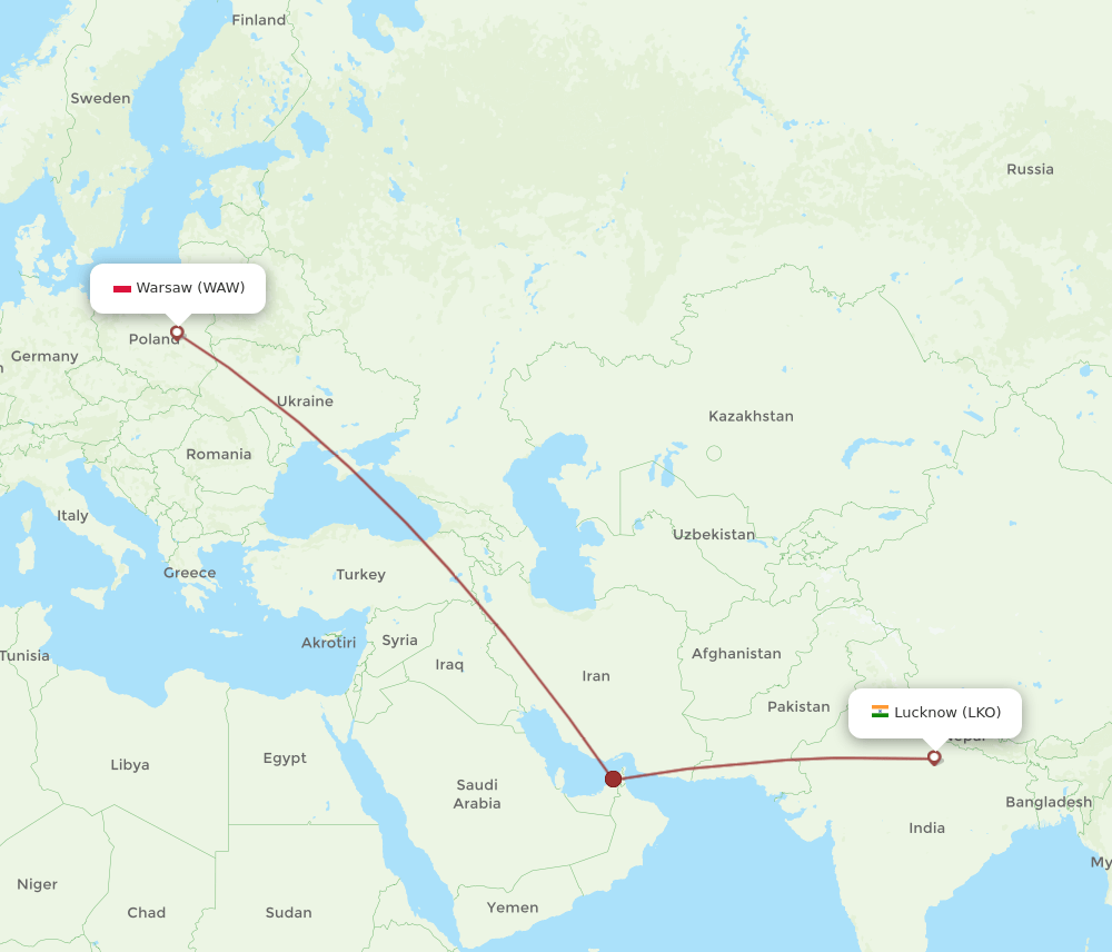 LKO-WAW flight routes