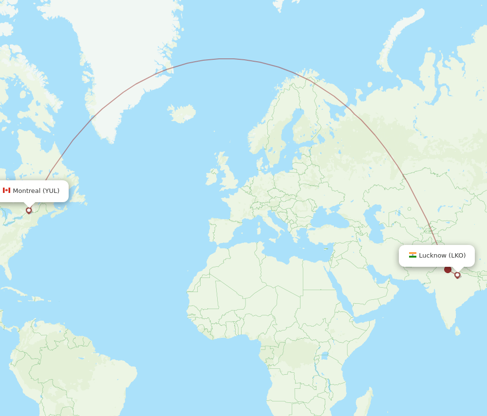 LKO-YUL flight routes