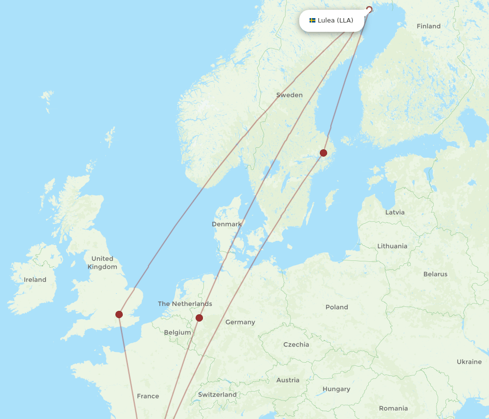 LLA-BCN flight routes