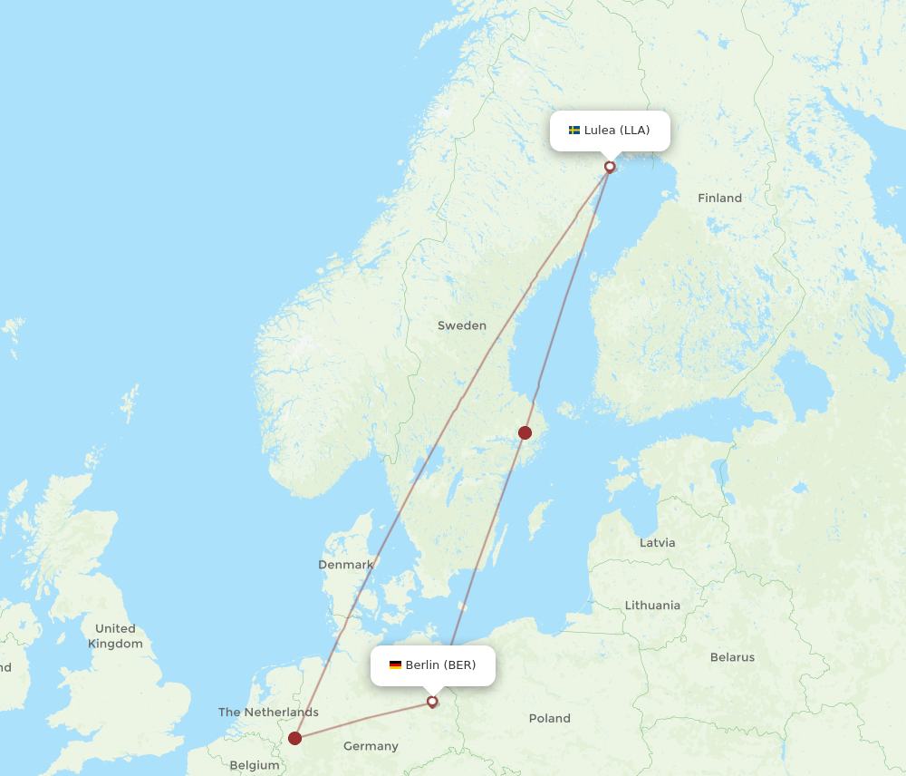 LLA to BER flights and routes map