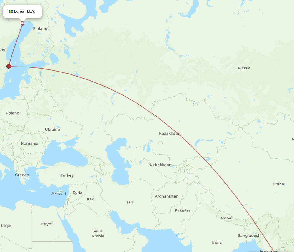 LLA to BKK flights and routes map