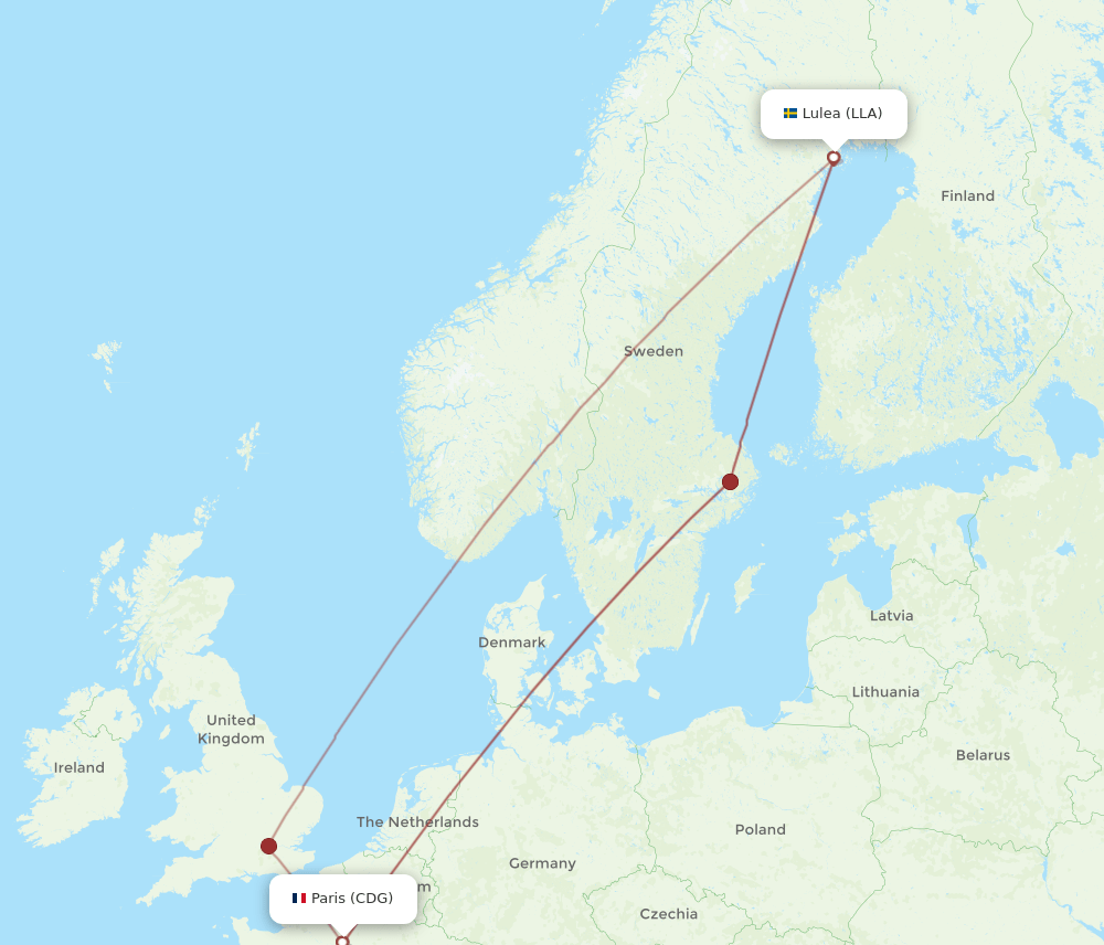 LLA-CDG flight routes