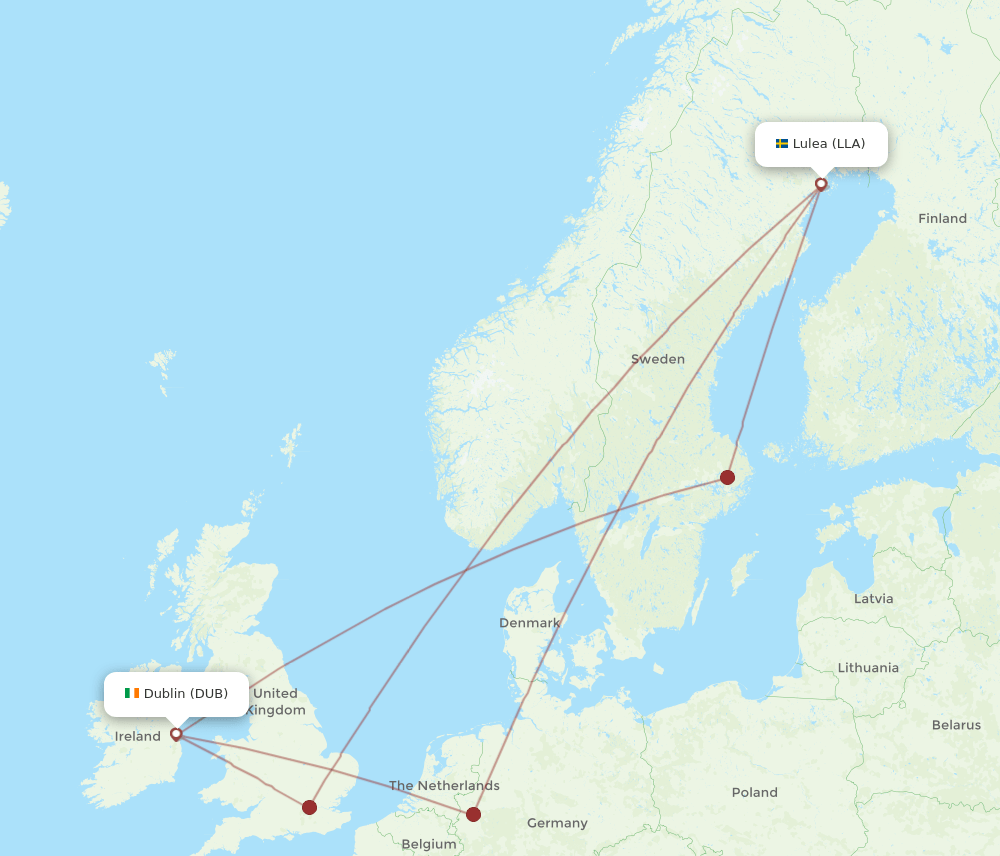 LLA-DUB flight routes