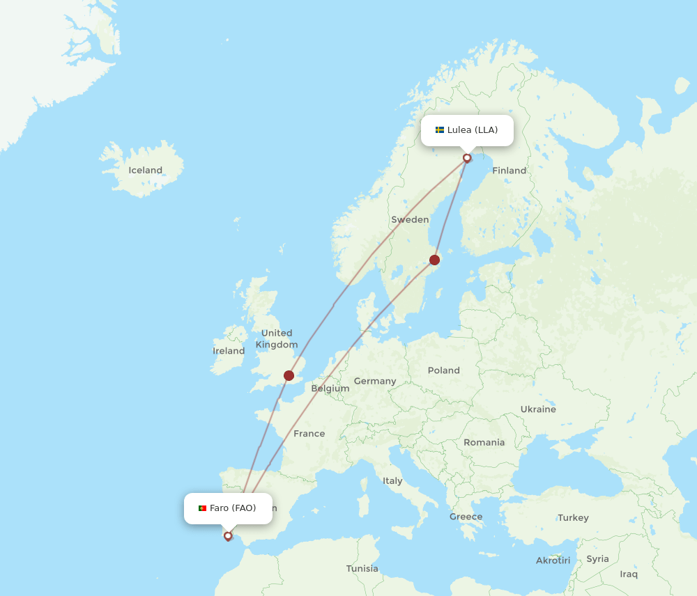 LLA to FAO flights and routes map