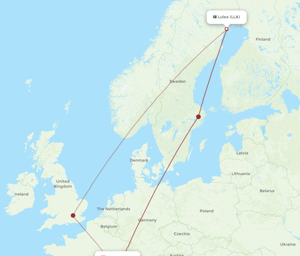 LLA-GVA flight routes