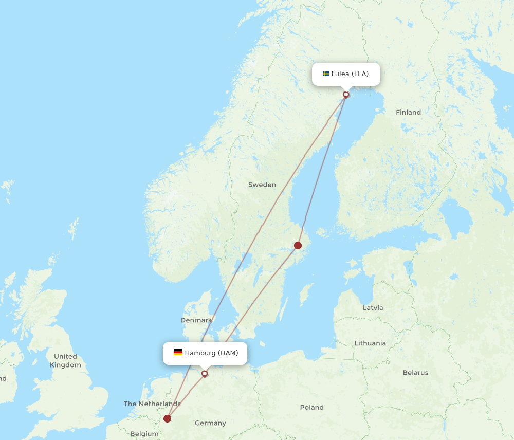 LLA to HAM flights and routes map