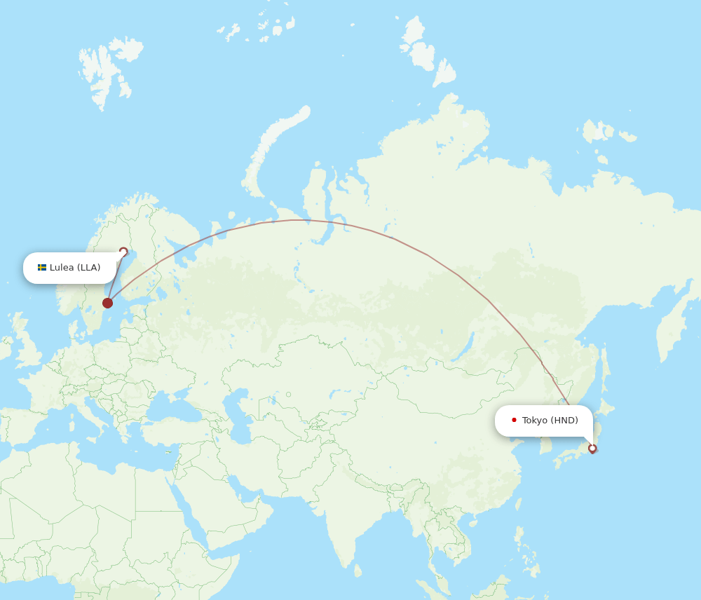 LLA-HND flight routes
