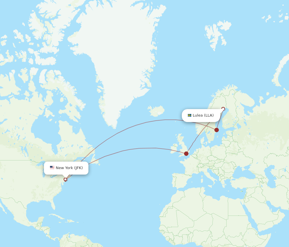 LLA to JFK flights and routes map