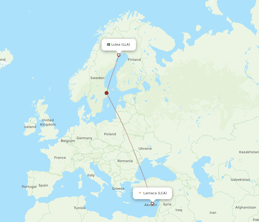 LLA to LCA flights and routes map