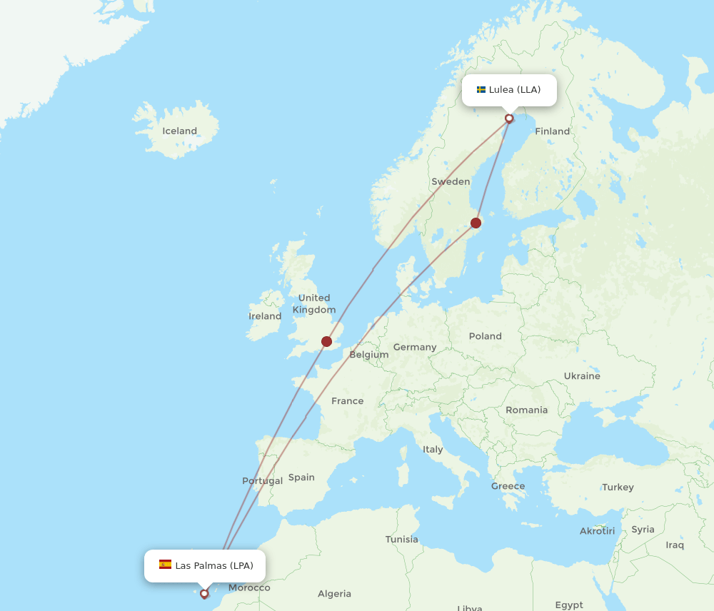 LLA-LPA flight routes