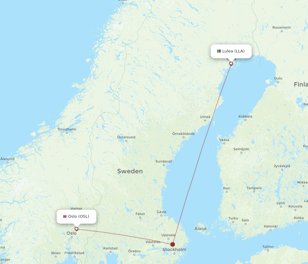 LLA-OSL flight routes