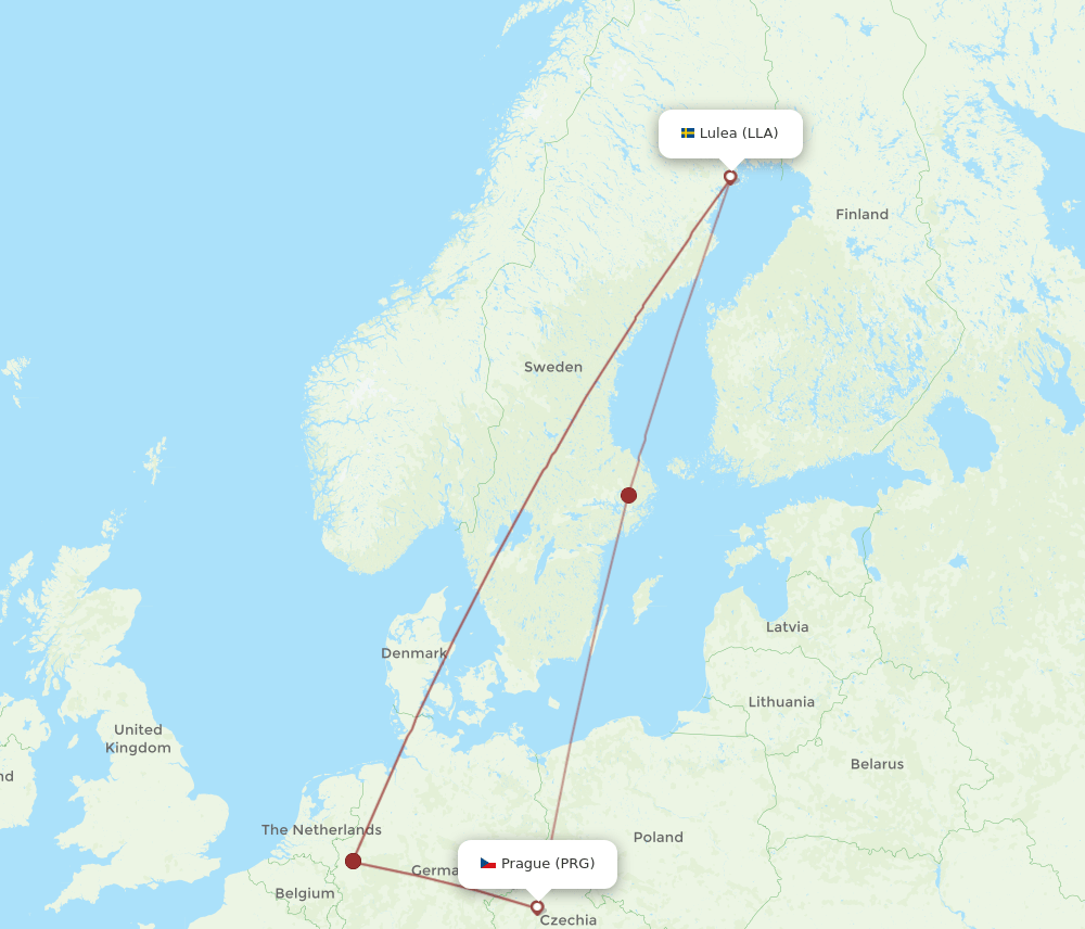 LLA-PRG flight routes
