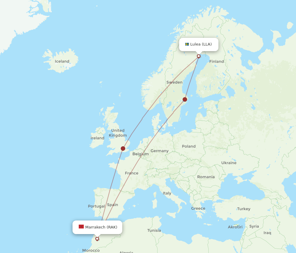 LLA-RAK flight routes