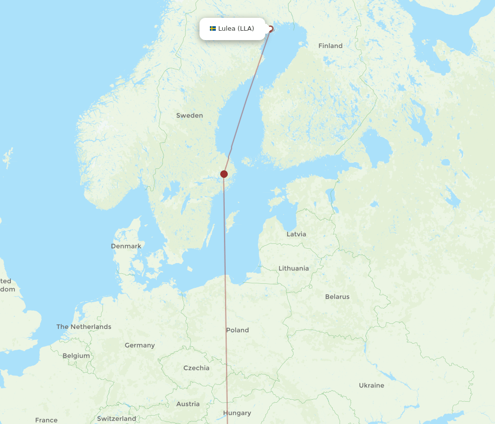 Sarajevo - Lulea route map and flight paths