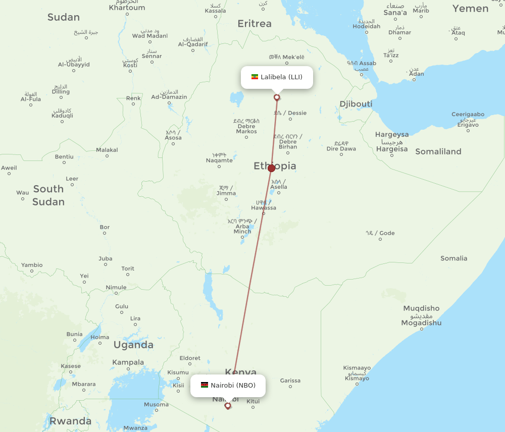 LLI-NBO flight routes
