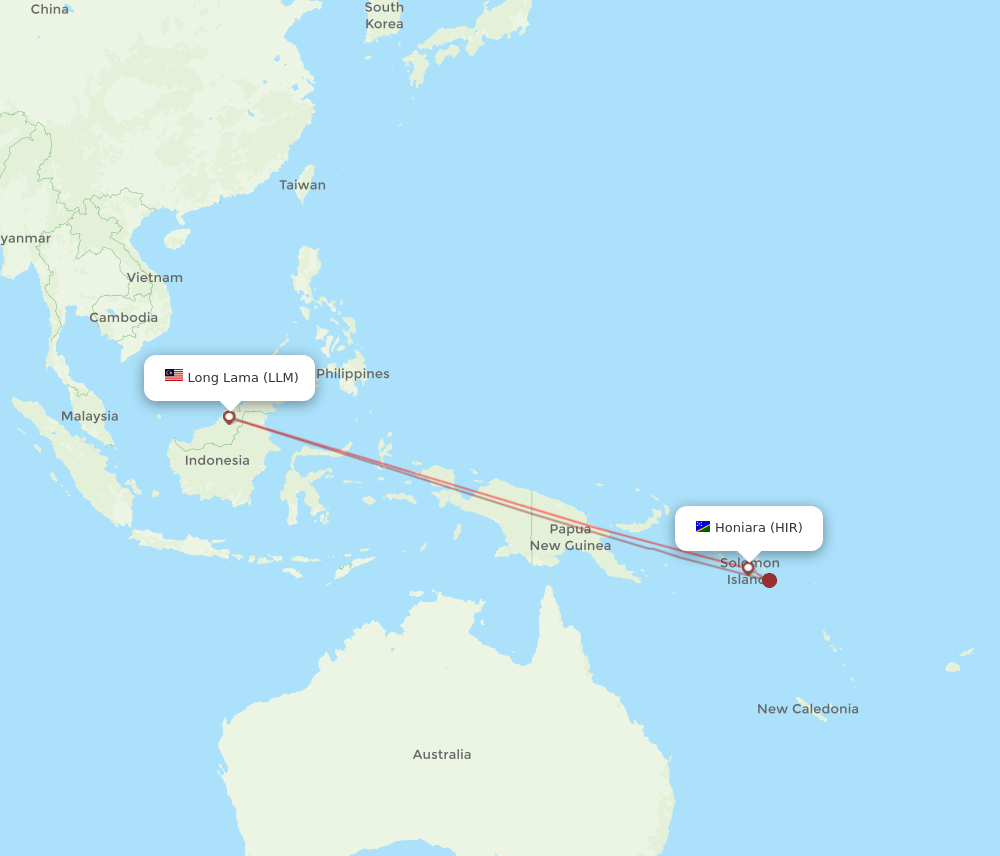 Lomlom - Honiara route map and flight paths