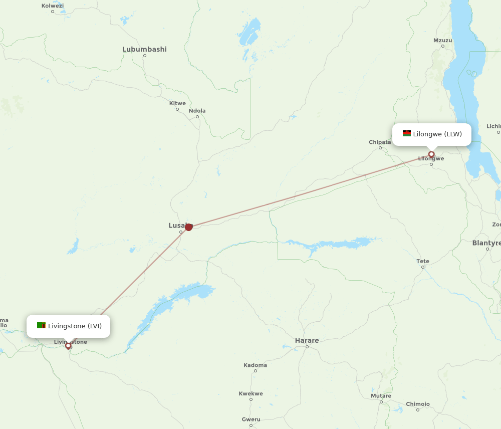 LLW-LVI flight routes