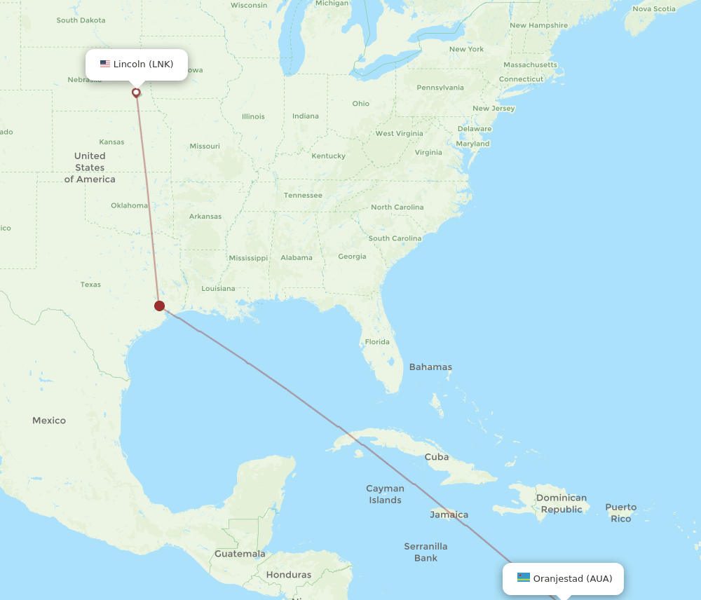 LNK-AUA flight routes