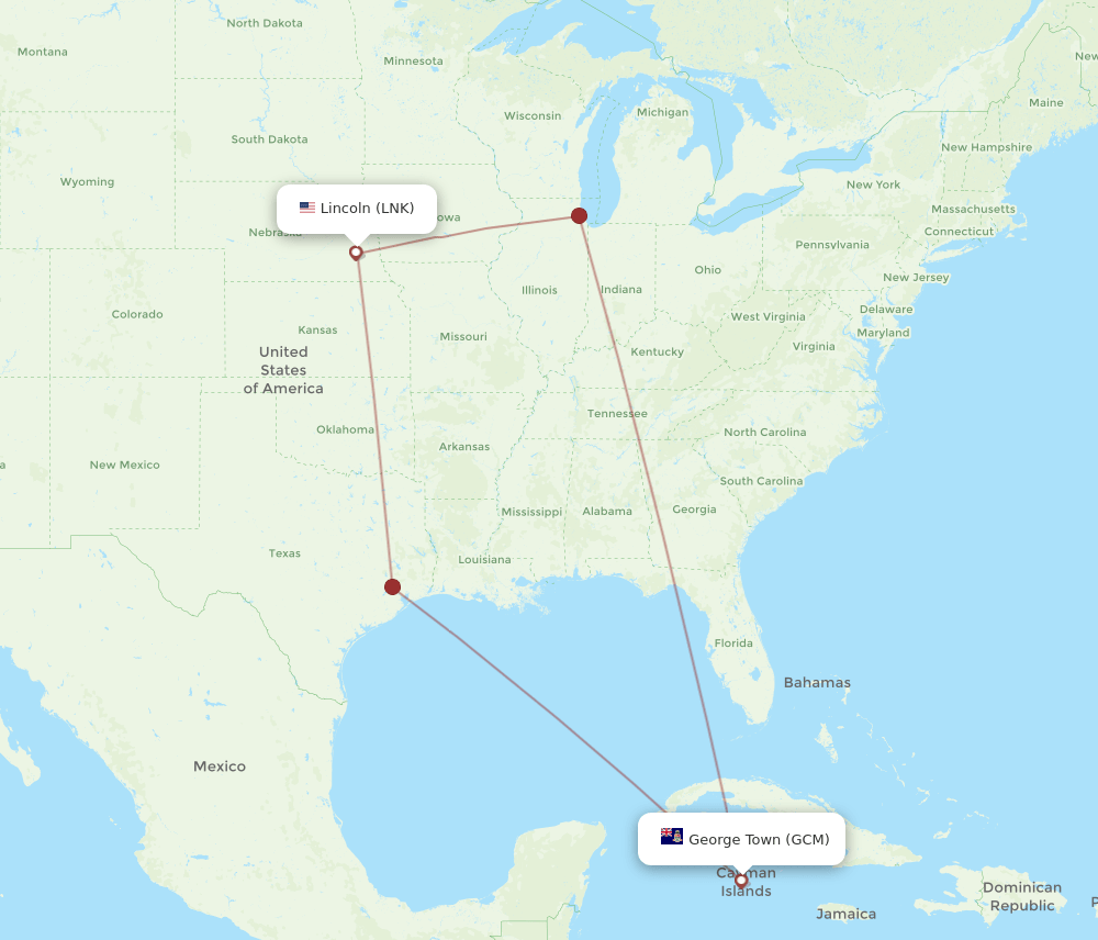 LNK-GCM flight routes