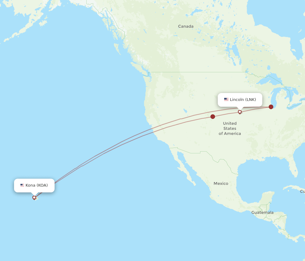 LNK-KOA flight routes