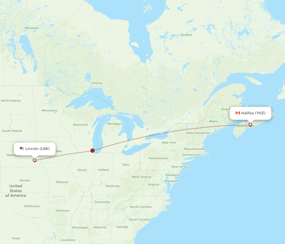 LNK-YHZ flight routes