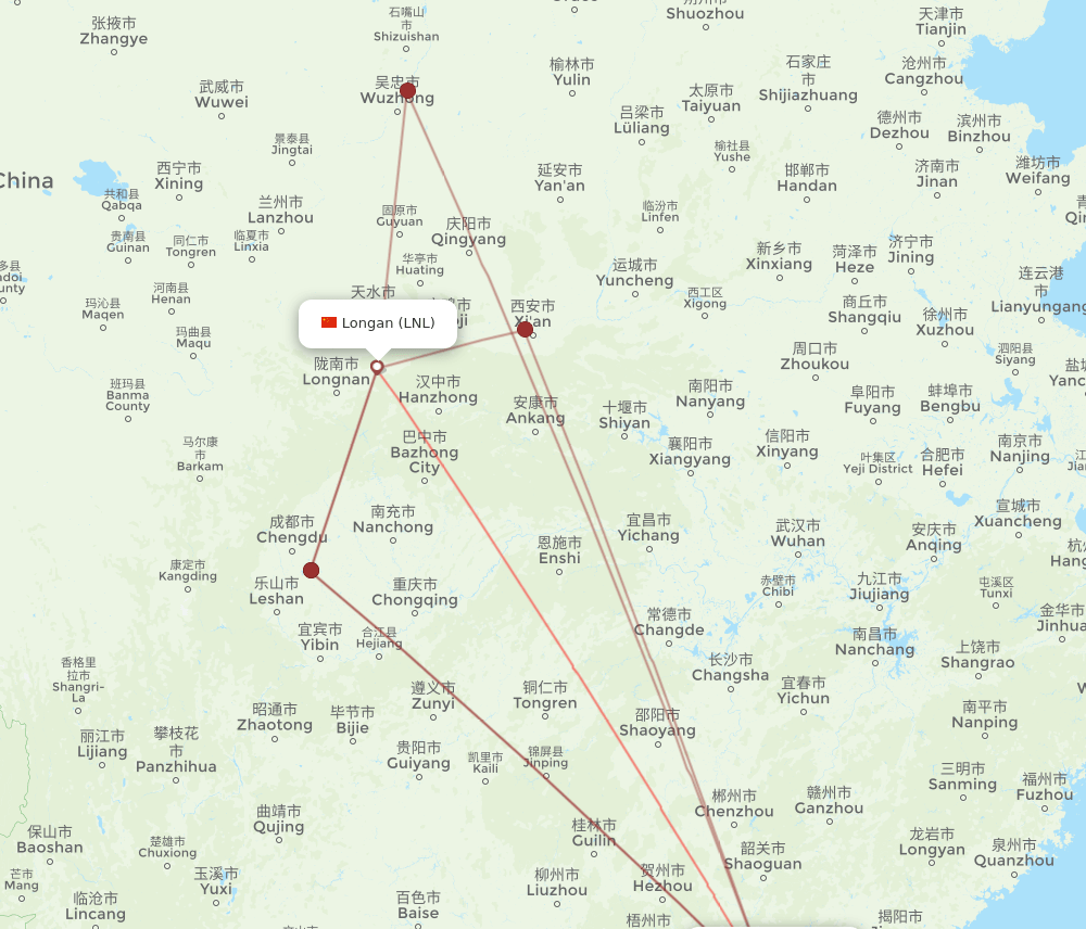 LNL-SZX flight routes