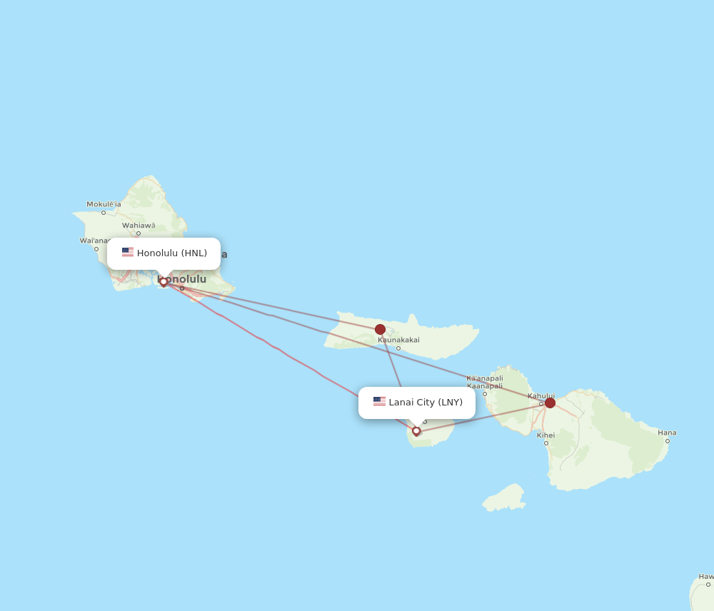 LNY to HNL flights and routes map