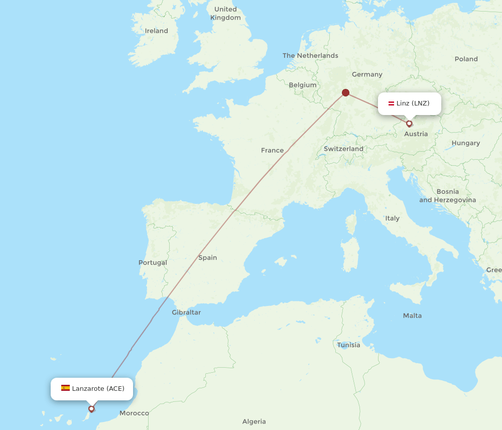 LNZ to ACE flights and routes map