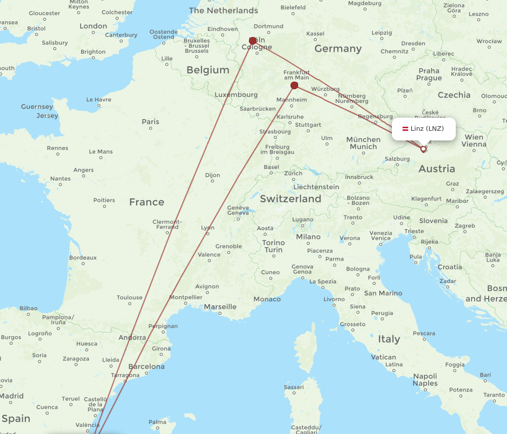LNZ-ALC flight routes