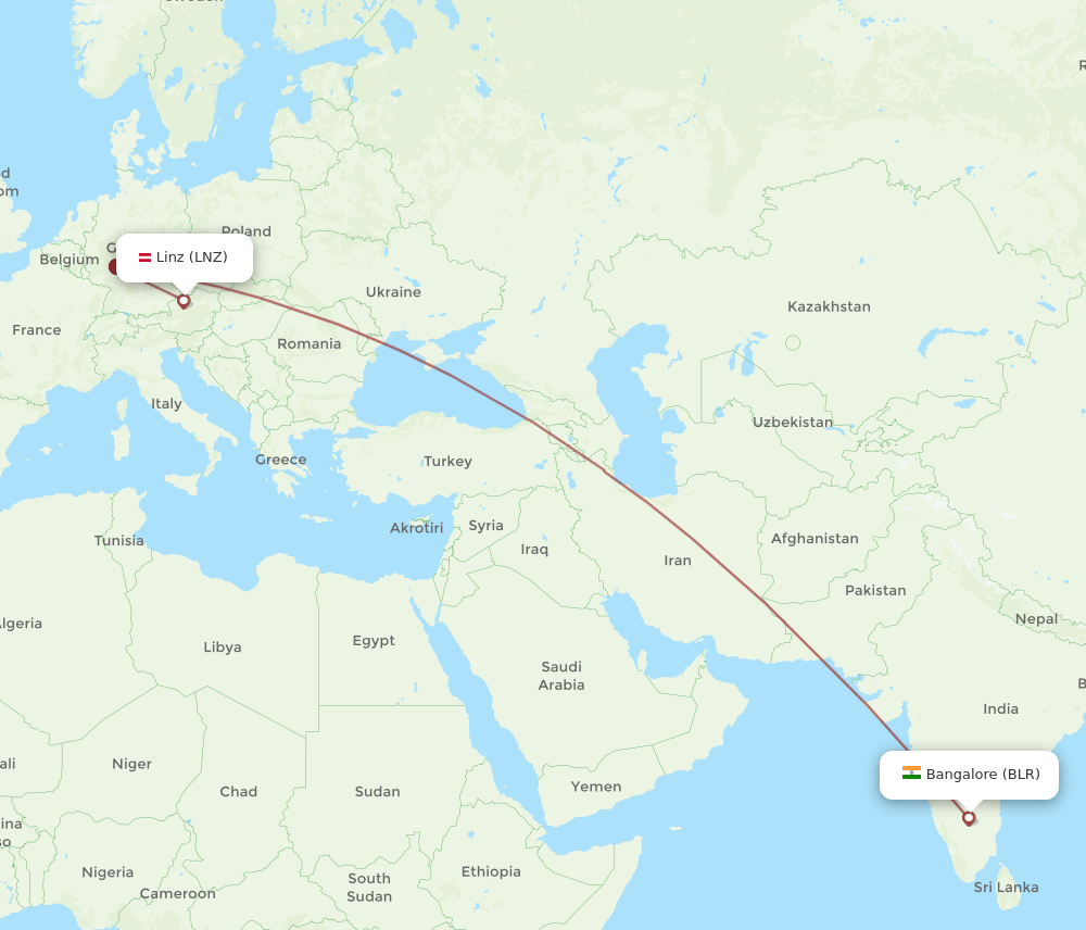 LNZ-BLR flight routes