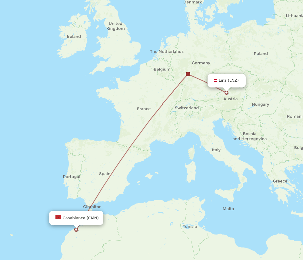 LNZ-CMN flight routes