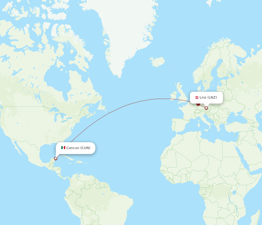 LNZ-CUN flight routes