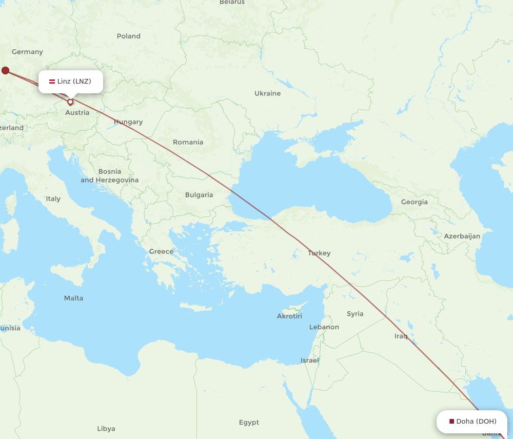 LNZ-DOH flight routes