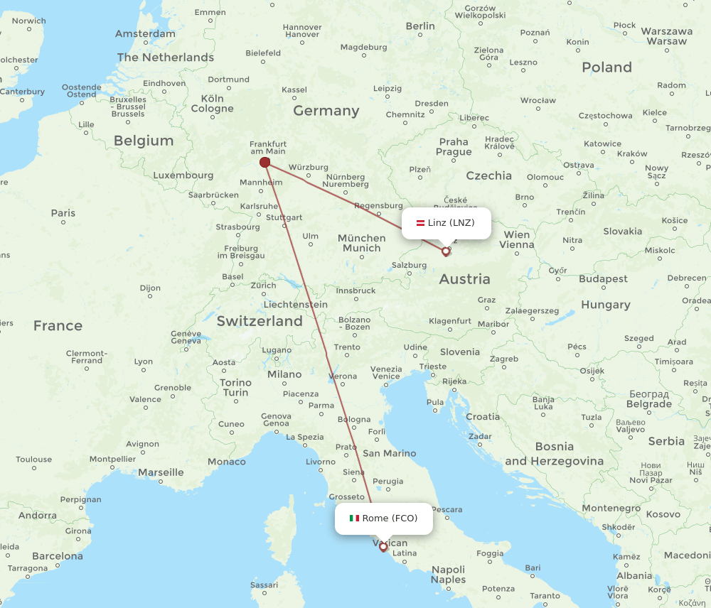 LNZ-FCO flight routes