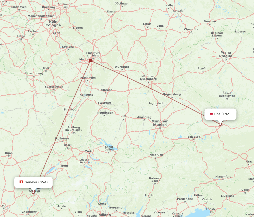 LNZ-GVA flight routes