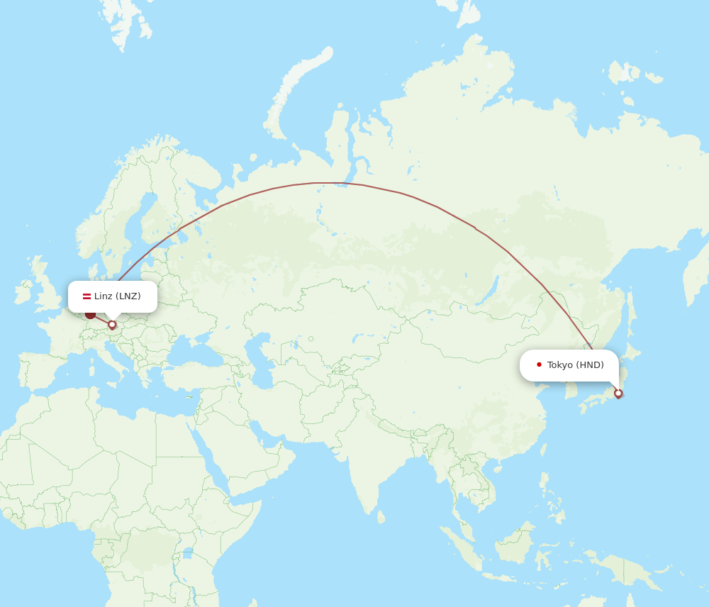 LNZ to HND flights and routes map
