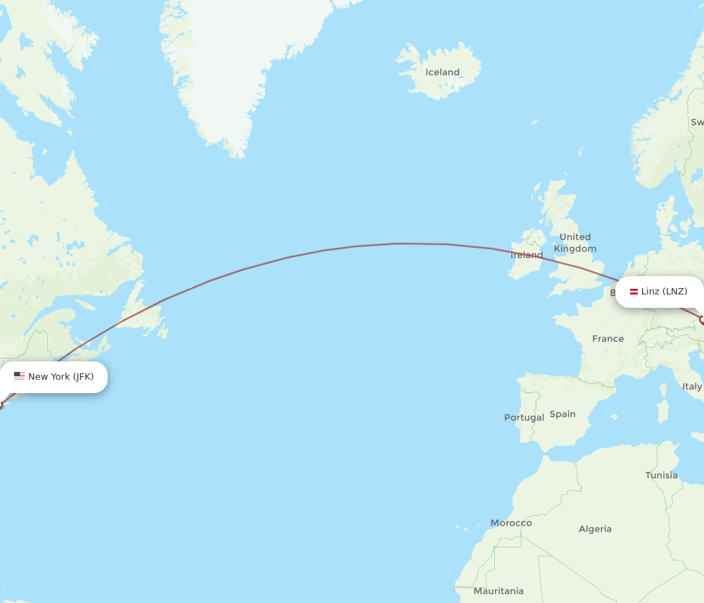 LNZ-JFK flight routes