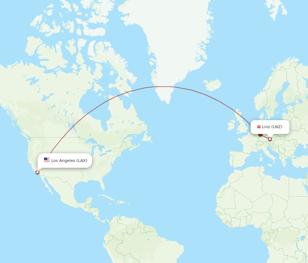 LNZ-LAX flight routes