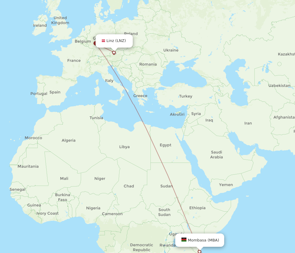 LNZ-MBA flight routes