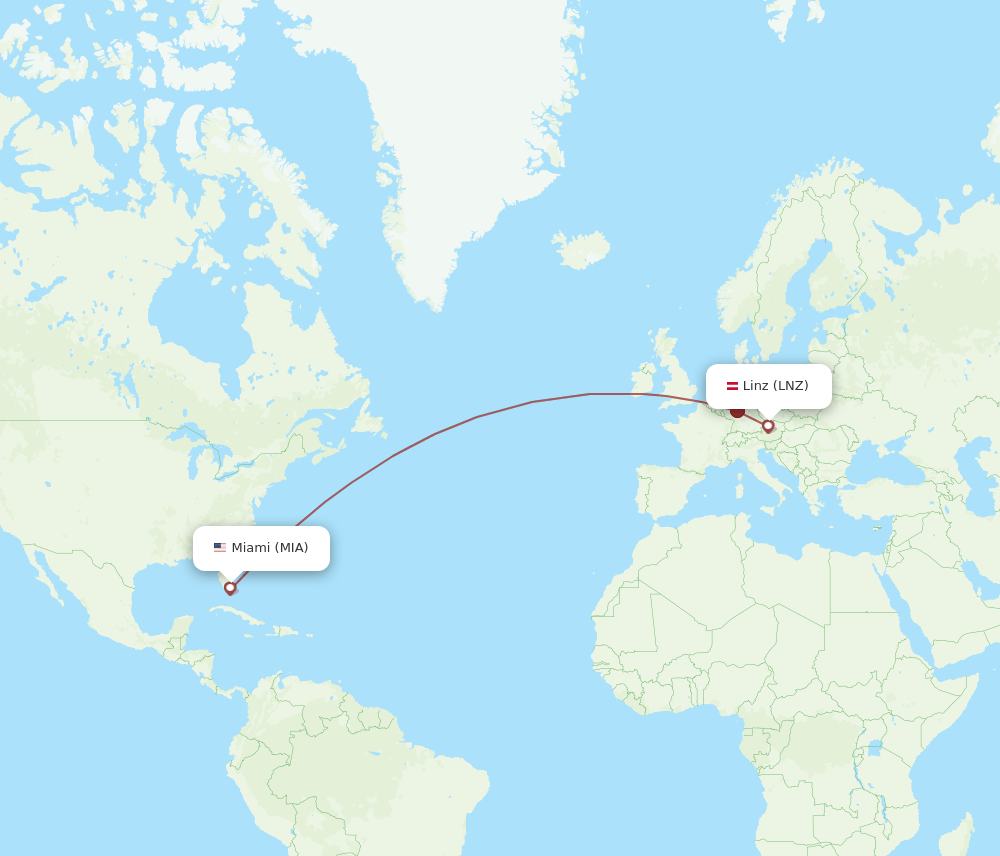 LNZ-MIA flight routes