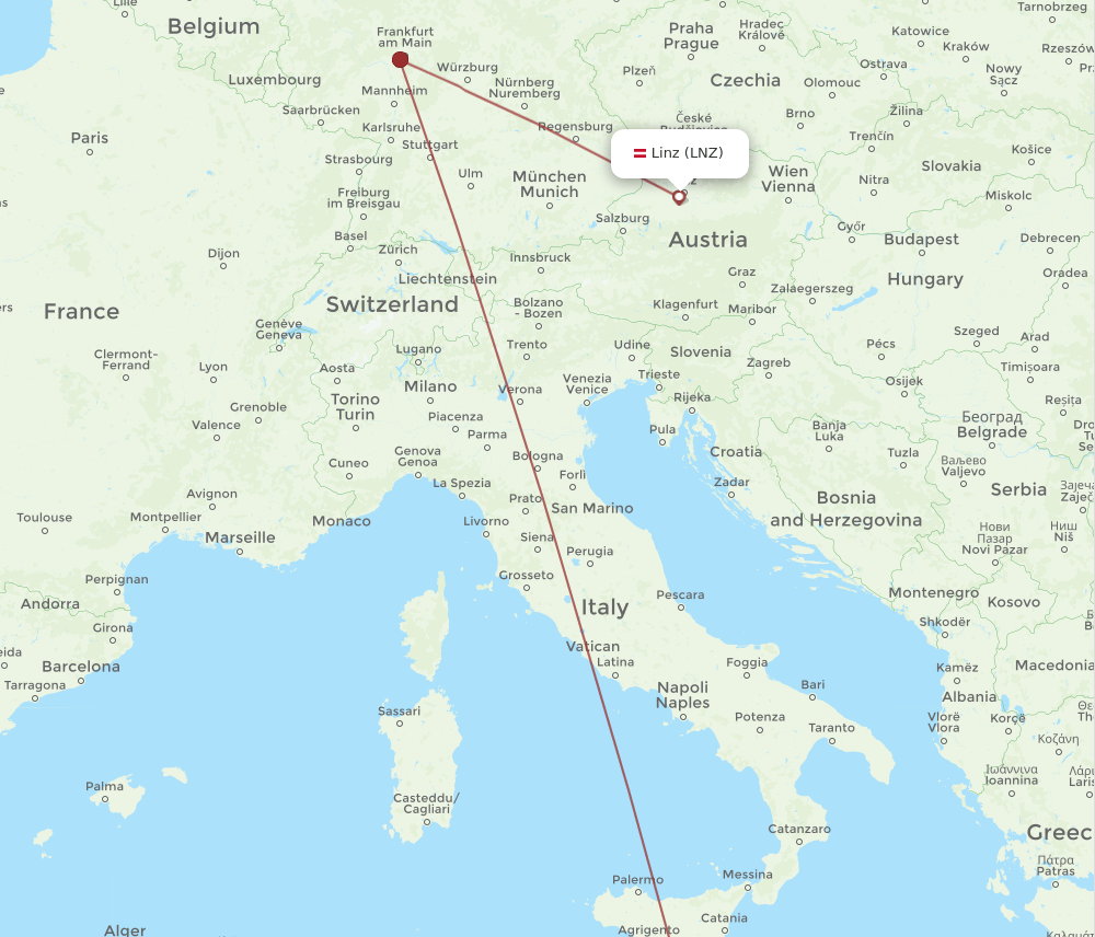 LNZ-MLA flight routes