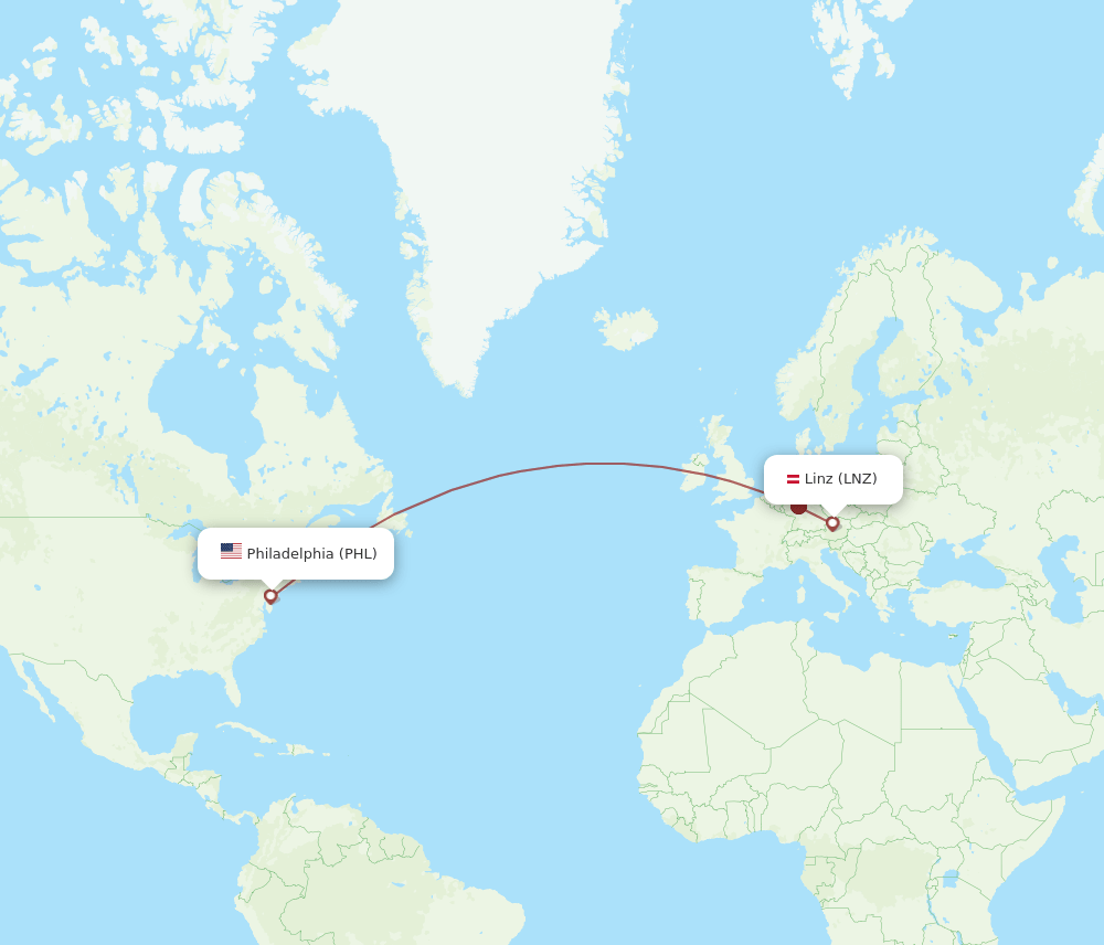 LNZ-PHL flight routes