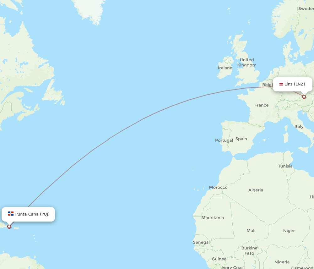 LNZ-PUJ flight routes