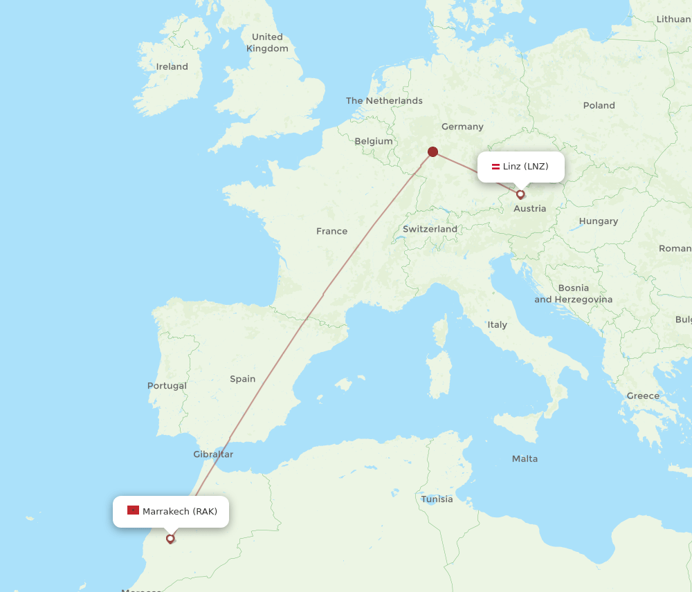 LNZ-RAK flight routes