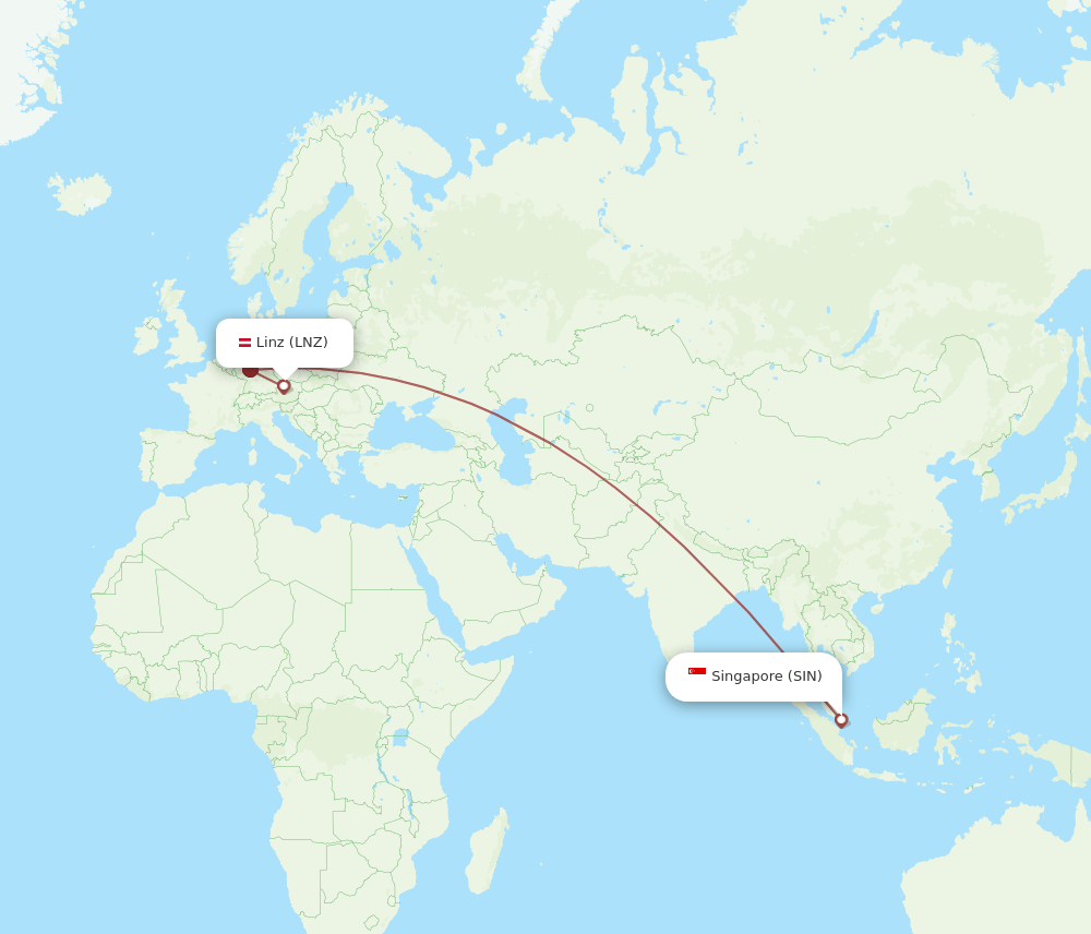 LNZ-SIN flight routes