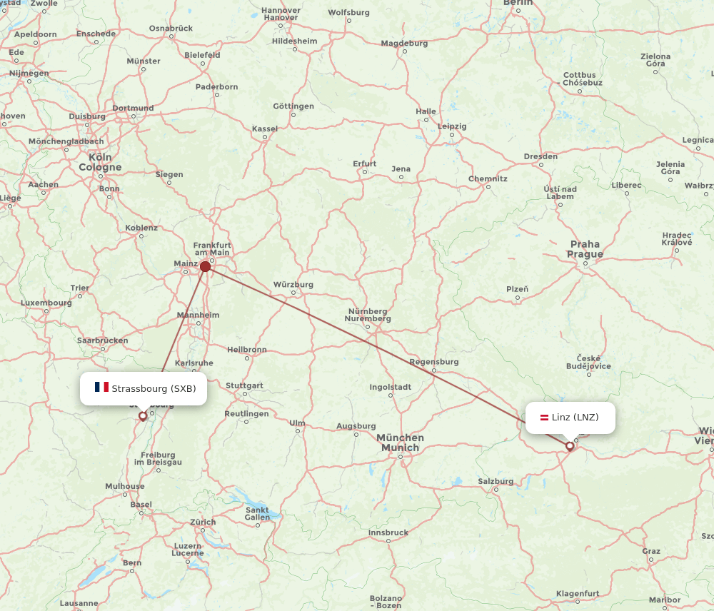LNZ-SXB flight routes