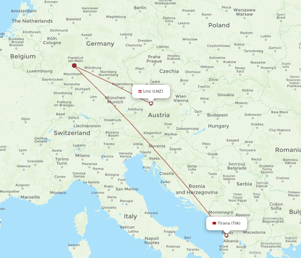 LNZ-TIA flight routes