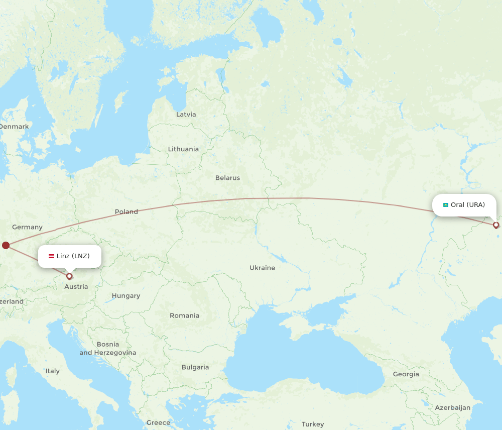 LNZ to URA flights and routes map